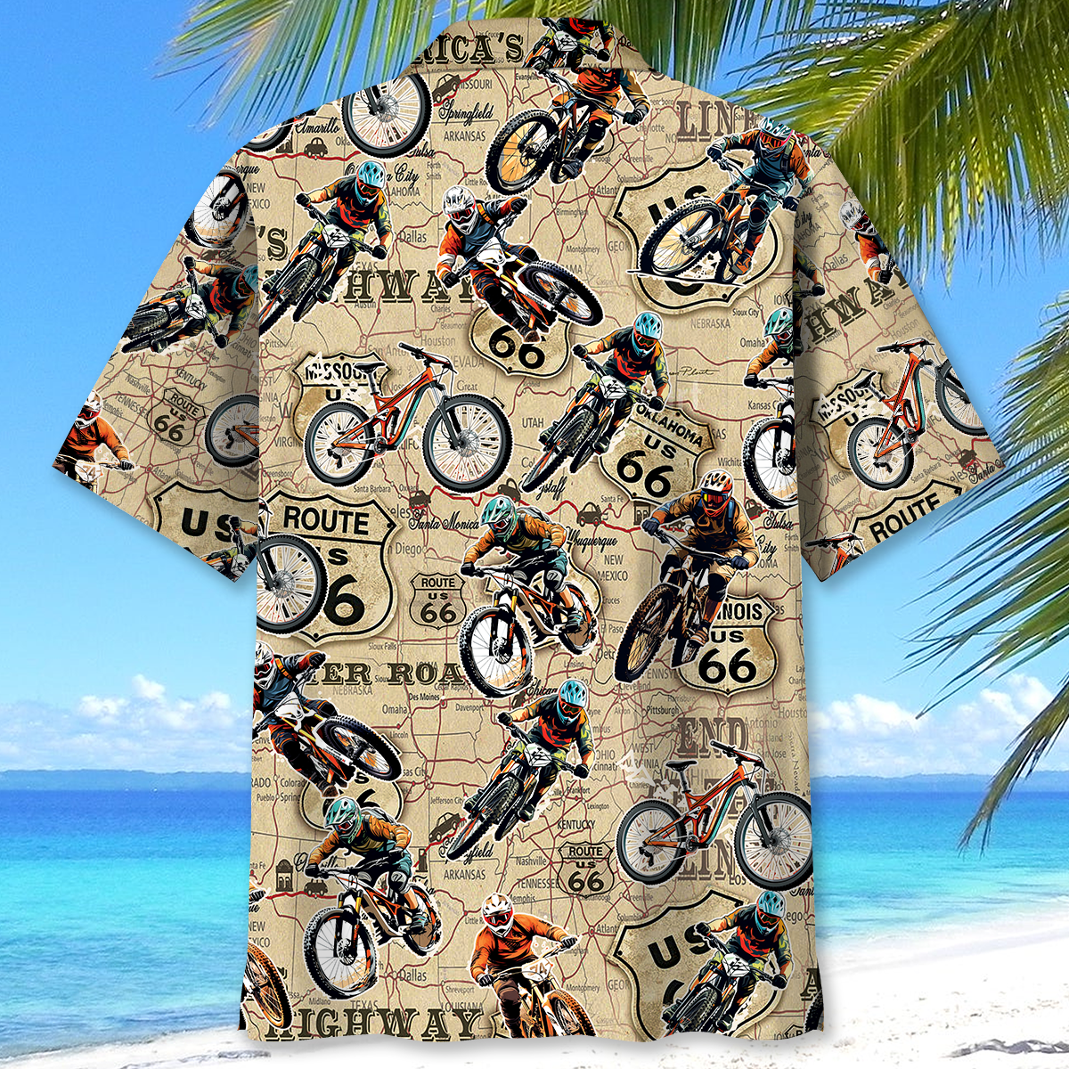 Bicycle Desert Highway Mountain Racing Adventure Hawaiian Shirt For Poolside Relaxation And Sunny Getaways