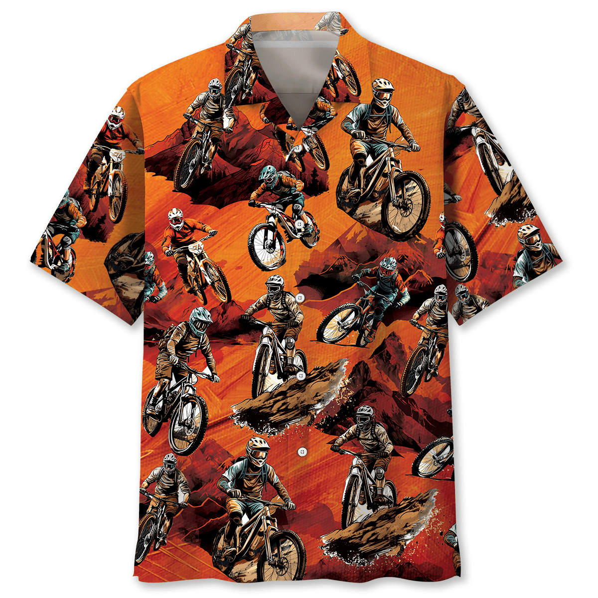 Bicycle Dirt Mountain Racing Adventure Hawaiian Shirt Artwork View For Coastal Escapes And Resort Style