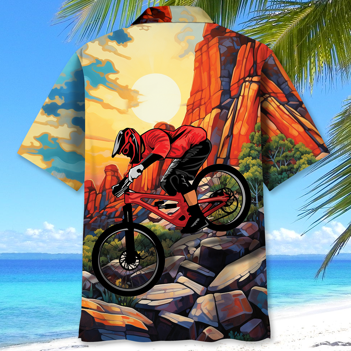 Bicycle Downhill Mountain Adventure Hawaiian Shirt Design View For Resort Travel And Thoughtful Gifting