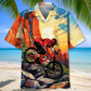 Bicycle Downhill Mountain Adventure Hawaiian Shirt Pattern Detail For Summer Holidays And Outdoor Fun