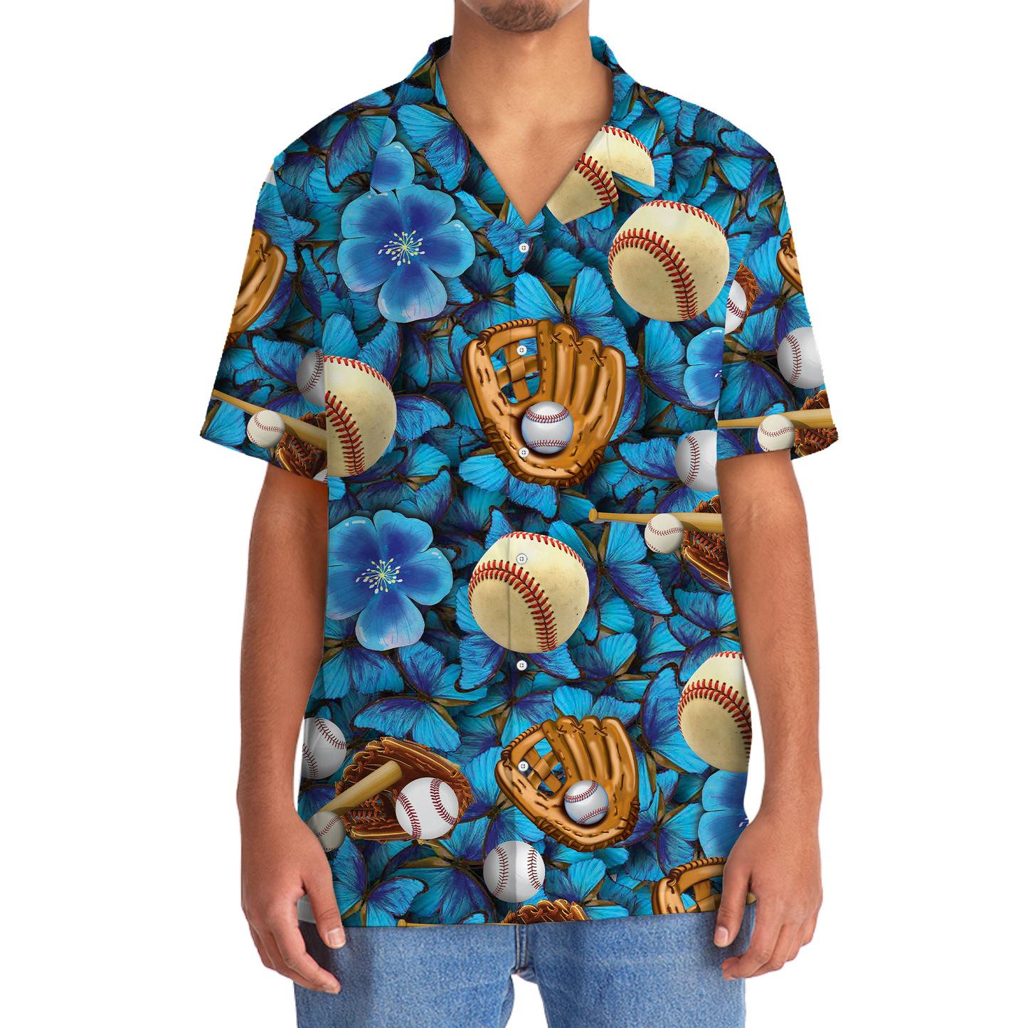 Baseball Gloves Sport Hawaiian Shirt For Summer Vacation And Beach Travel