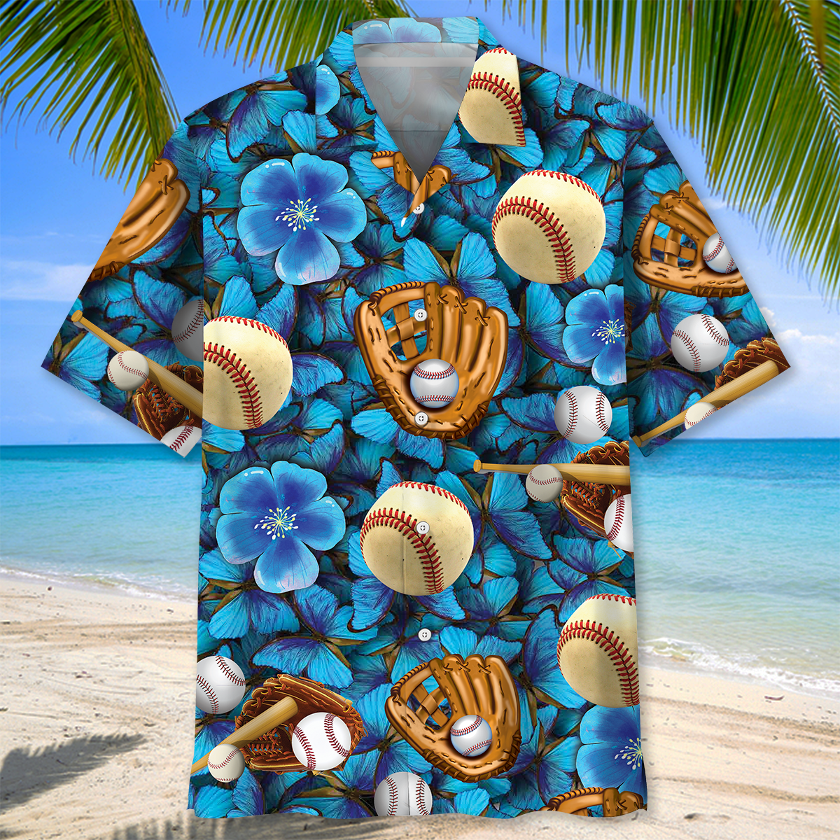 Baseball Gloves Sport Hawaiian Shirt Design Detail For Sunny Adventures And Casual Wear