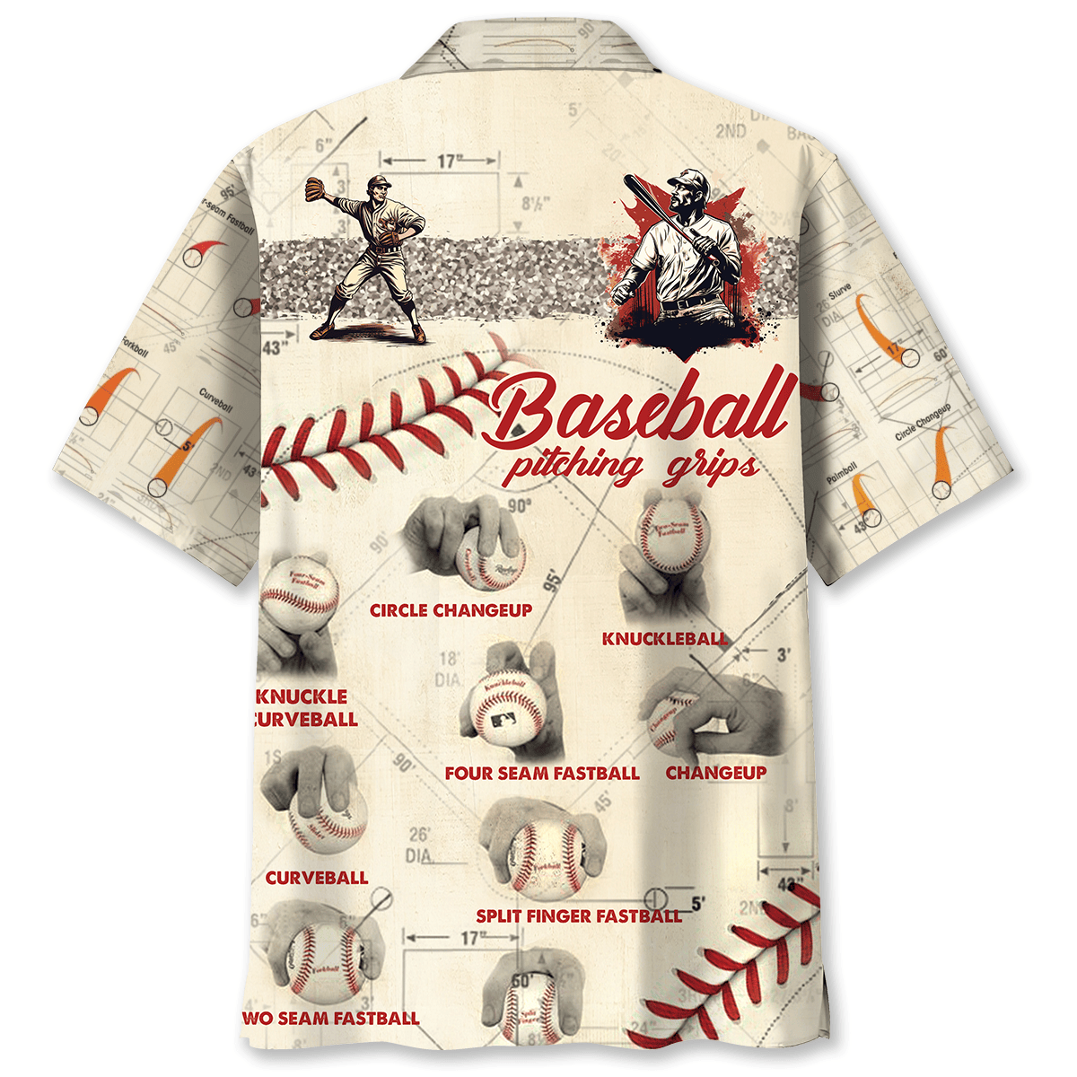 Baseball Pitching Grips Training Hawaiian Shirt Design View For Casual Summer Styling