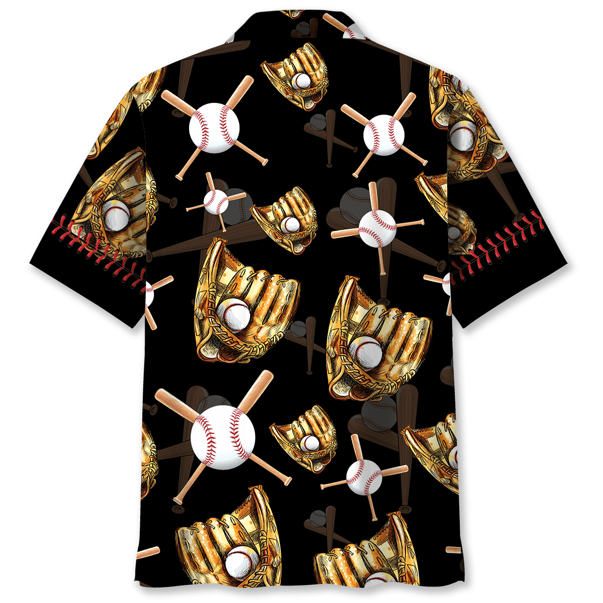 Black Vintage Retro Baseball Gloves Hawaiian Shirt For Poolside Relaxation And Sunny Getaways