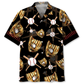 Black Vintage Retro Baseball Gloves Hawaiian Shirt Artwork Detail For Tropical Trips And Casual Outings