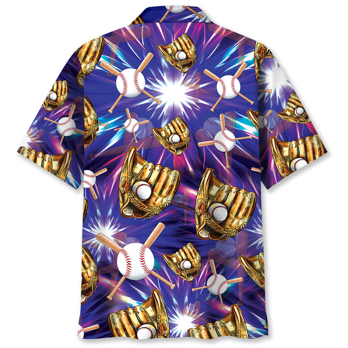 Purple Baseball Gloves Sport Hawaiian Shirt For Summer Events And Casual Outdoor Wear