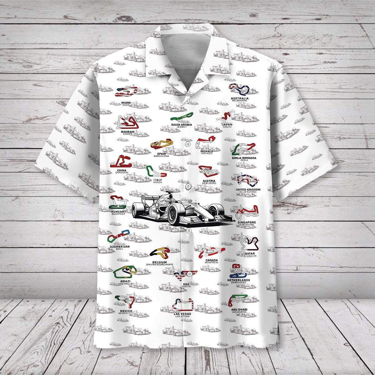 Open Wheel Racing Circuits Hawaiian Shirt Design Detail For Beach Days And Holiday Travel
