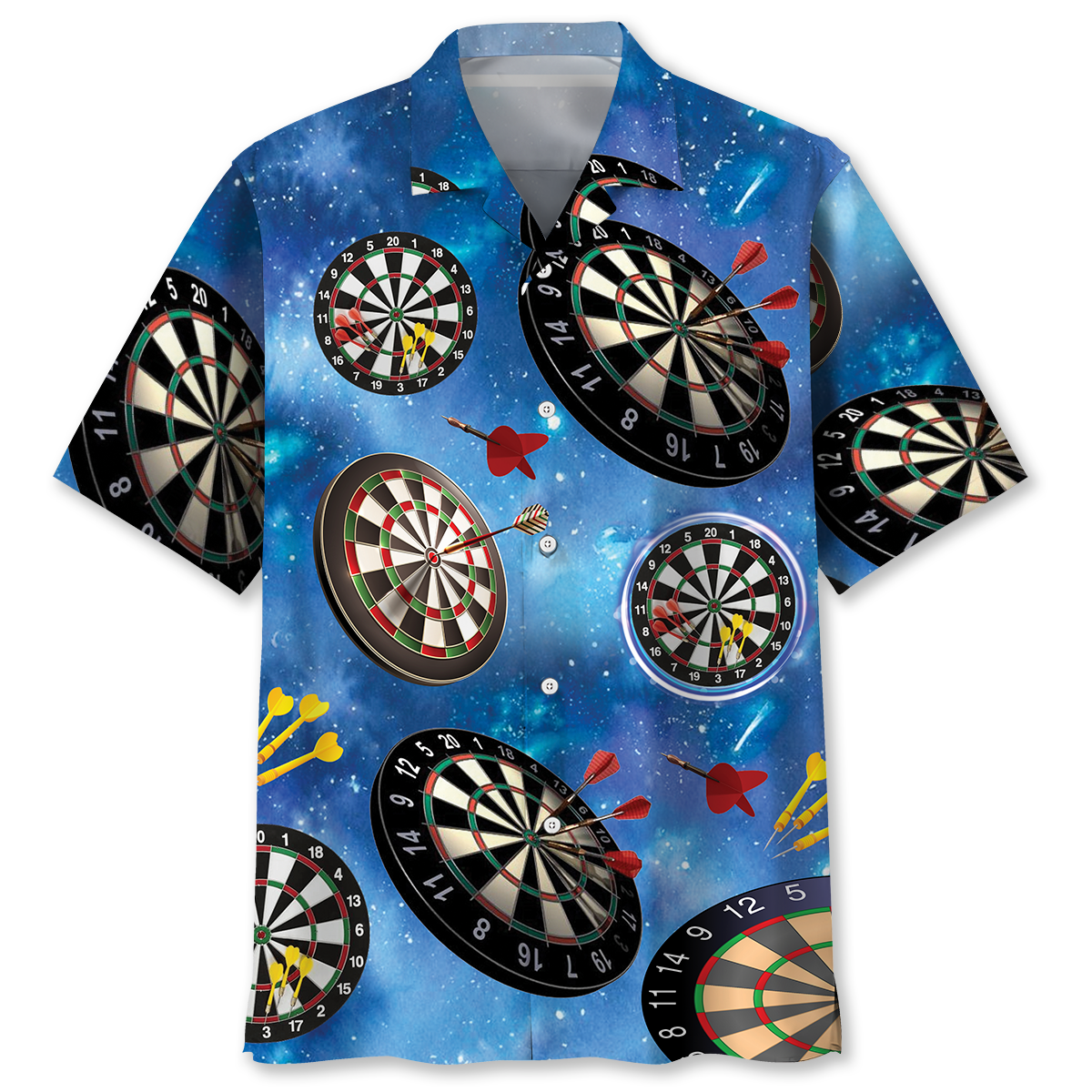 Dart Galaxy Cosmic Hawaiian Shirt Design View For Resort Travel And Thoughtful Gifting