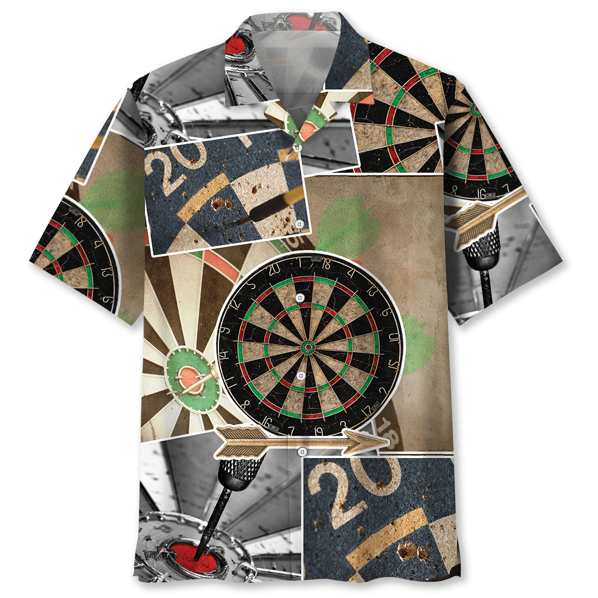 Retro Dart Happiness Hawaiian Shirt Artwork Detail For Tropical Trips And Casual Outings