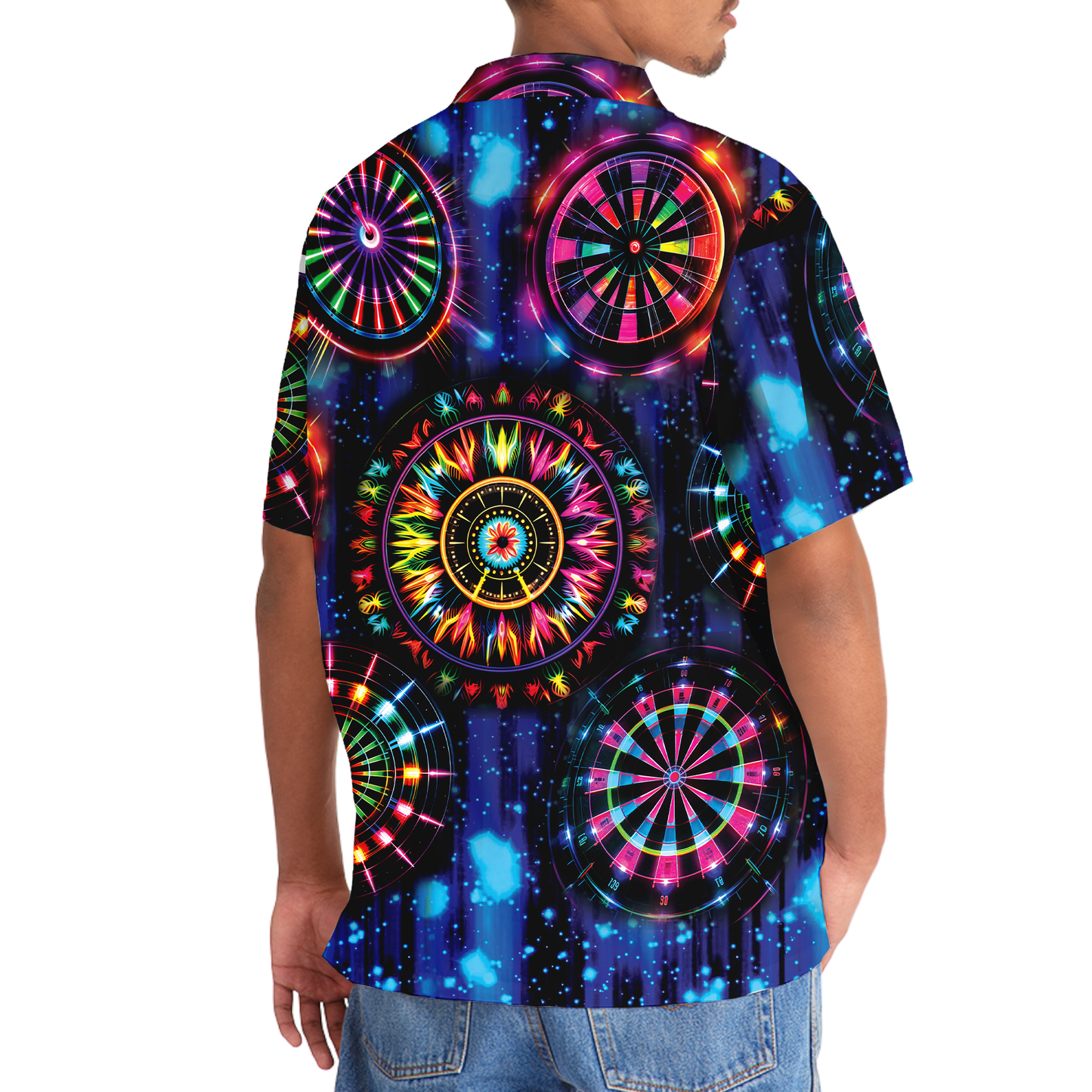 Neon Retro Dart Light Happiness Hawaiian Shirt Pattern Detail For Summer Holidays And Outdoor Fun