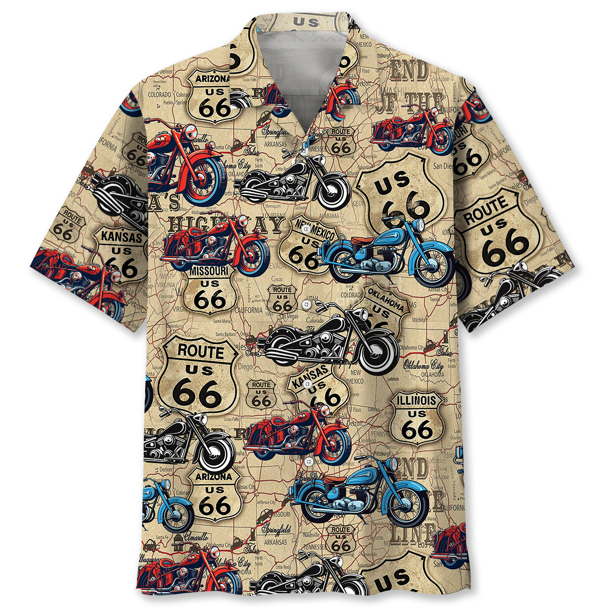 Motorcycle Desert Highway Inspiration Adventure Hawaiian Shirt Design Detail For Beach Days And Holiday Travel