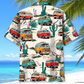 Car Minivan Road Trip Hawaiian Shirt Artwork Detail For Tropical Trips And Casual Outings