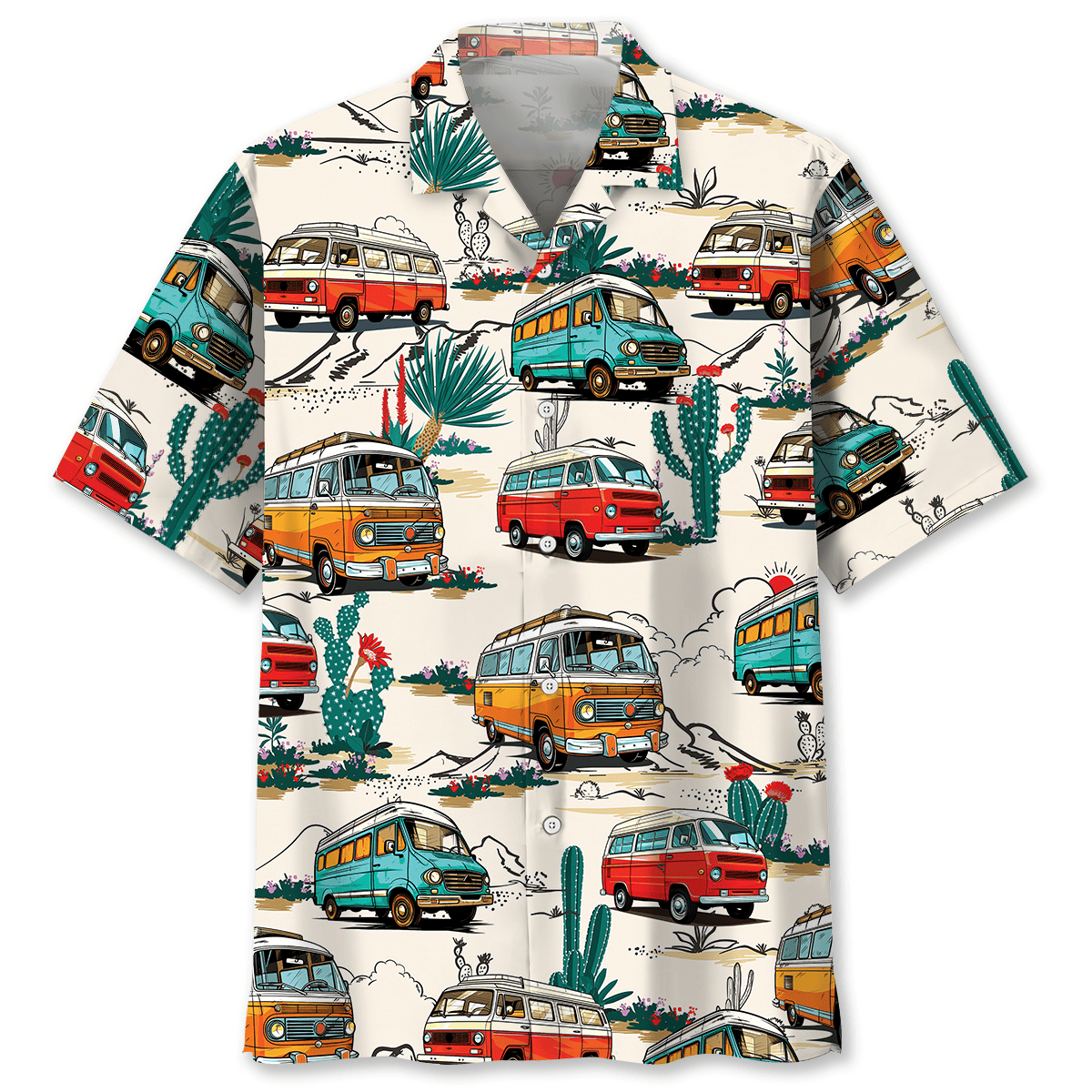 Car Minivan Road Trip Hawaiian Shirt Design Detail For Beach Days And Holiday Travel