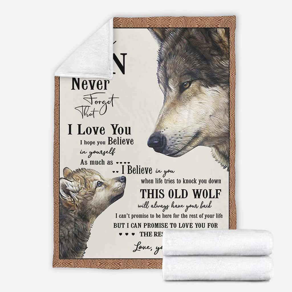 Wolf To My Son Never Forget Flannel Blanket For Cozy Bedroom Sofa Decor