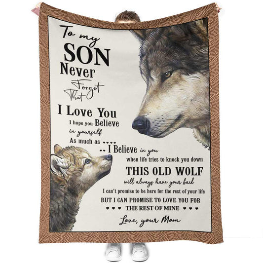 Wolf To My Son Never Forget Flannel Blanket For Cozy Bedroom Sofa Decor