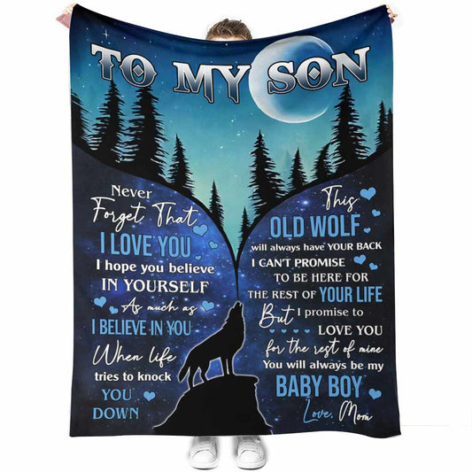 Wolf To My Son I Believe In You Flannel Blanket For Cozy Bedroom Sofa Decor