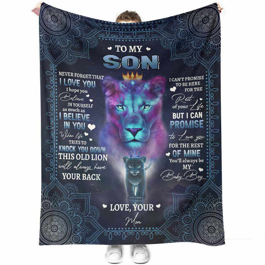 Lion To My Son I Love You This Old Flannel Blanket For Cozy Bedroom Sofa Decor