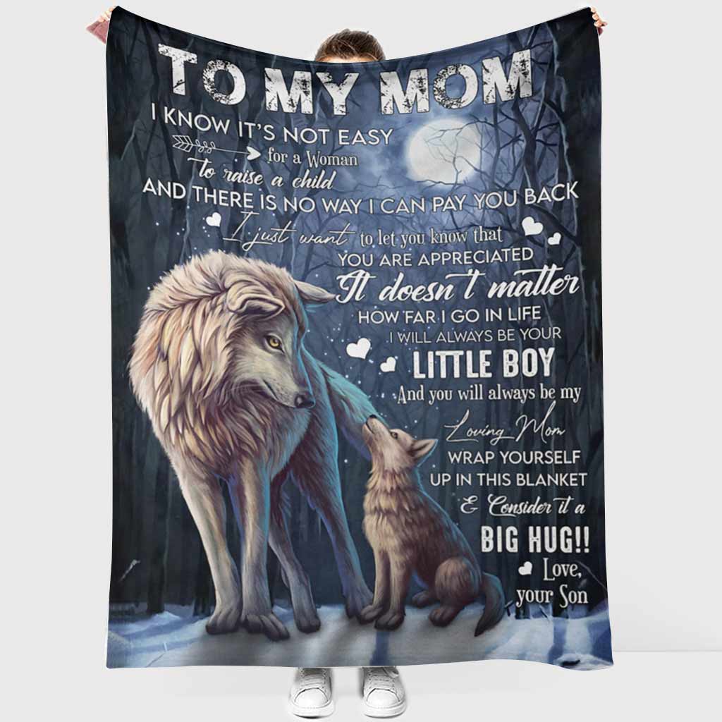 Wolf To My Mom With Moon Flannel Blanket For Cozy Bedroom Sofa Decor