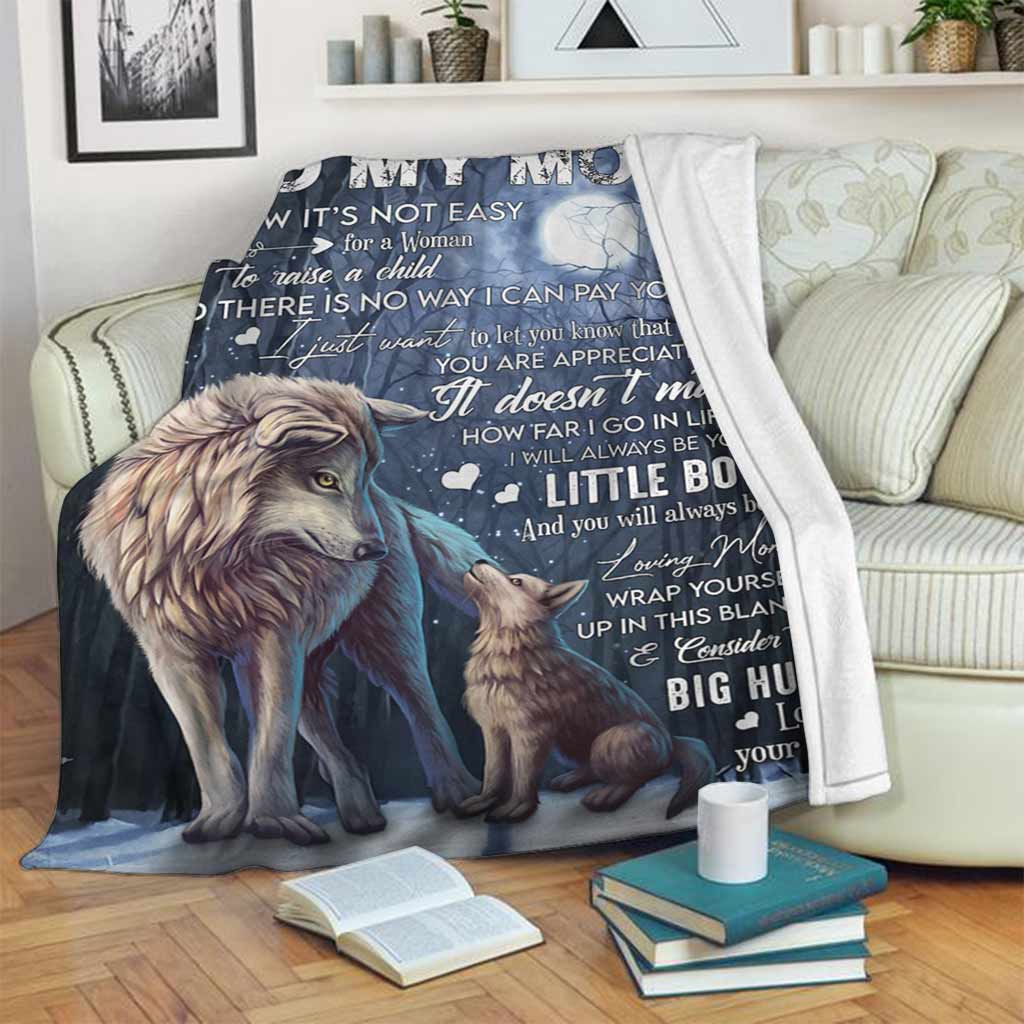 Wolf To My Mom With Moon Flannel Blanket For Cozy Bedroom Sofa Decor