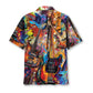 Vintage Retro Guitar Artist Hawaiian Shirt Pattern Detail For Vacation Travel And Daily Wear