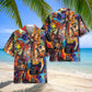 Vintage Retro Guitar Artist Hawaiian Shirt Artwork View For Coastal Escapes And Resort Style