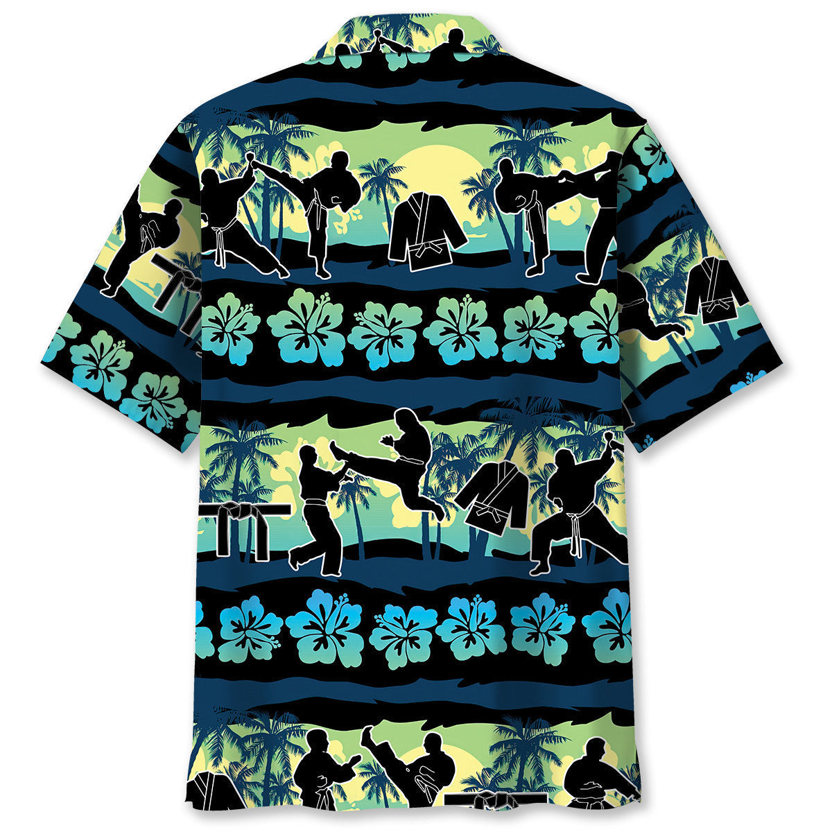 Tropical Floral Karate Beach Hawaiian Shirt Design Detail For Sunny Adventures And Casual Wear