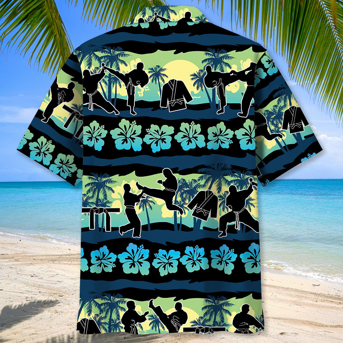 Tropical Floral Karate Beach Hawaiian Shirt For Resort Getaways And Comfortable Summer Activities