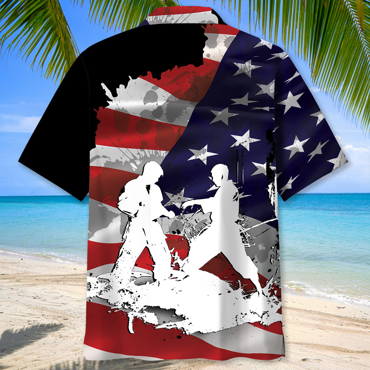 American Karate Martial Arts Hawaiian Shirt Pattern View For Relaxed Warm Weather Outfits