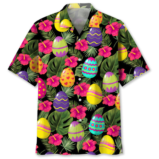 Tropical Festive Easter Day Hawaiian Shirt Artwork Detail For Tropical Trips And Casual Outings