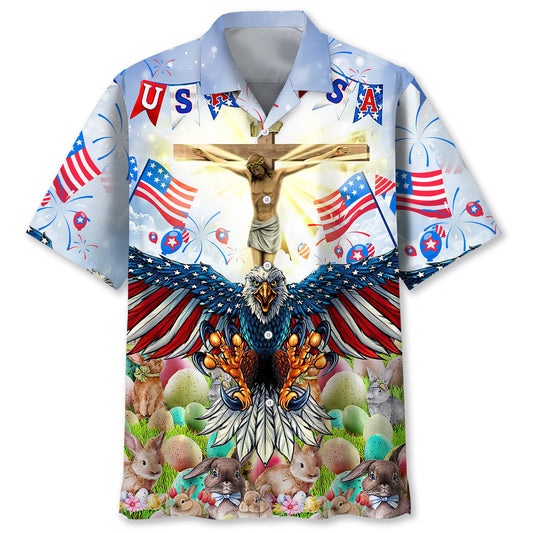 American Easter Day Spring Celebration Hawaiian Shirt Artwork View For Coastal Escapes And Resort Style