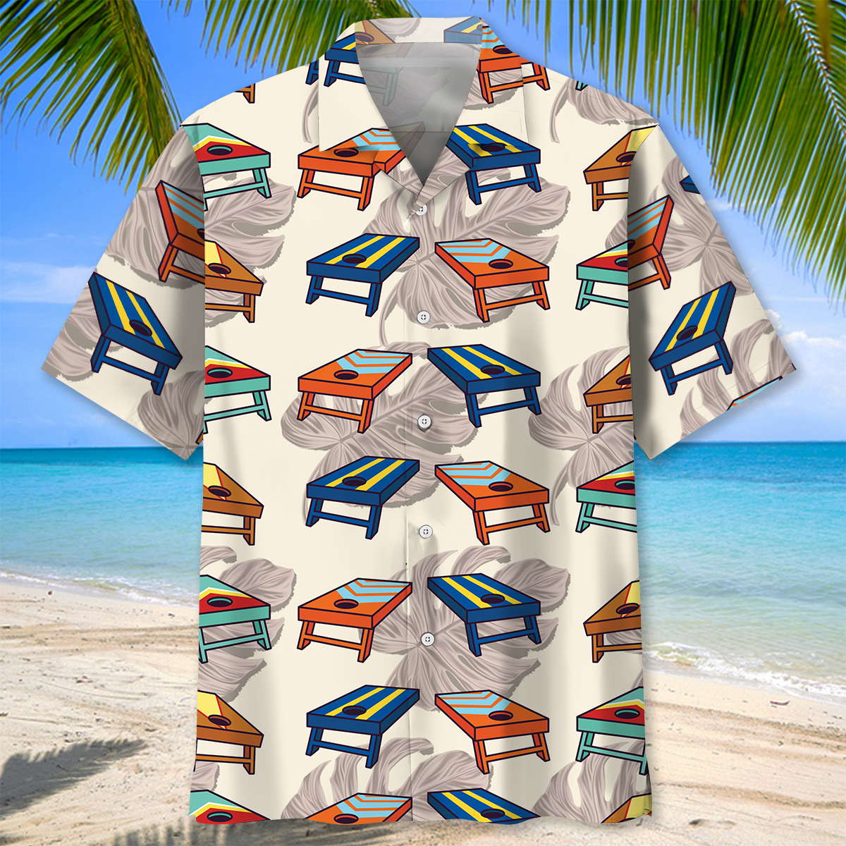 Game Cornhole Backyard Fun Hawaiian Shirt Artwork Detail For Tropical Trips And Casual Outings