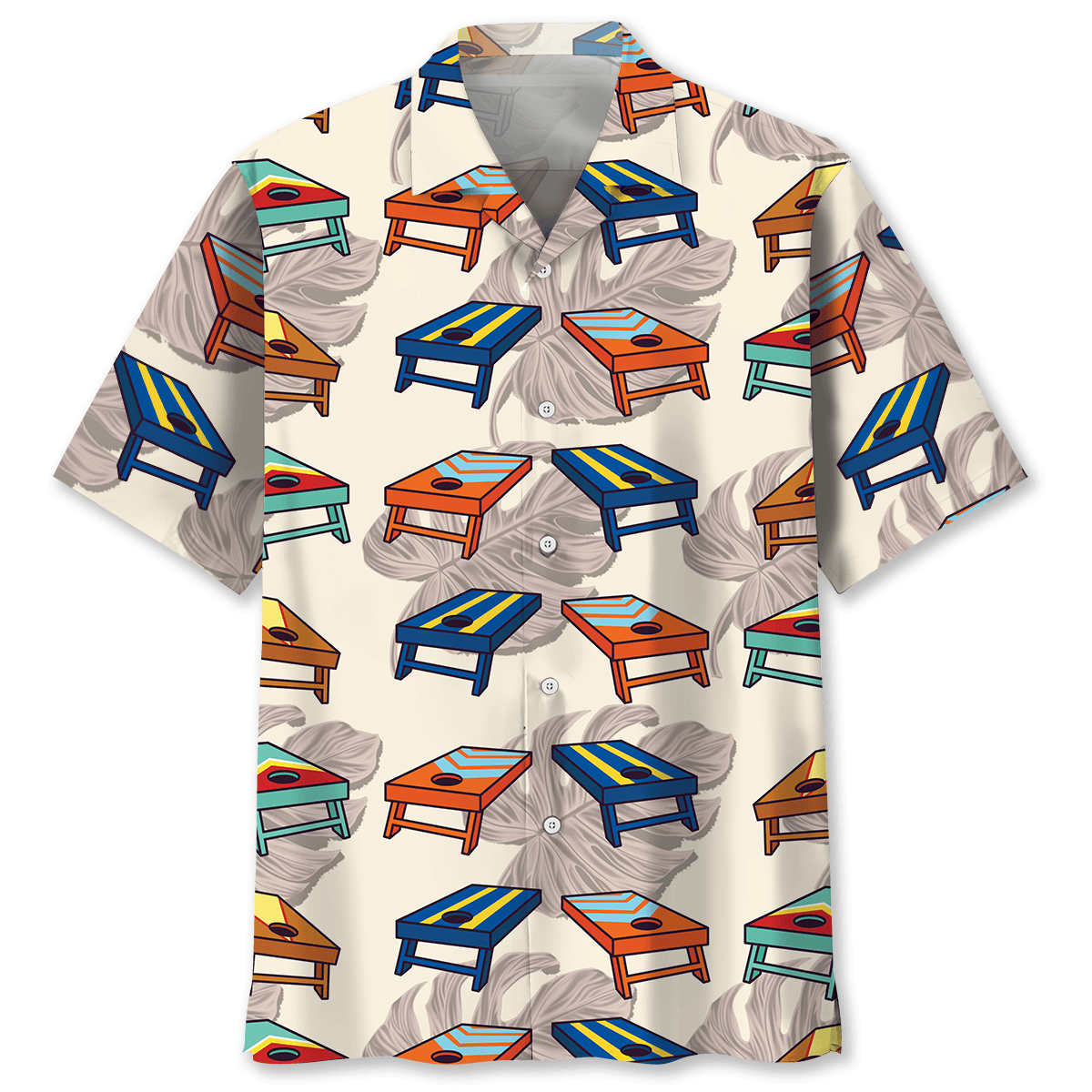 Game Cornhole Backyard Fun Hawaiian Shirt Pattern View For Lightweight Everyday Style