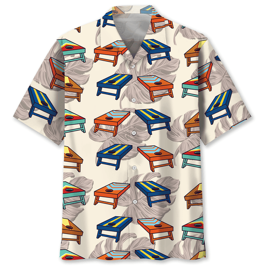 Game Cornhole Backyard Fun Hawaiian Shirt Pattern View For Lightweight Everyday Style