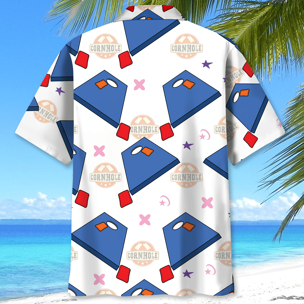 Game Cornhole Board Backyard Hawaiian Shirt Pattern View For Relaxed Warm Weather Outfits