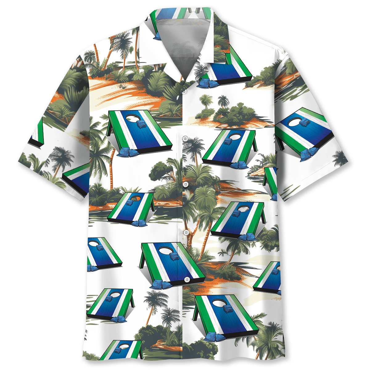 Tropical Game Cornhole Fun Hawaiian Shirt Design Detail For Sunny Adventures And Casual Wear