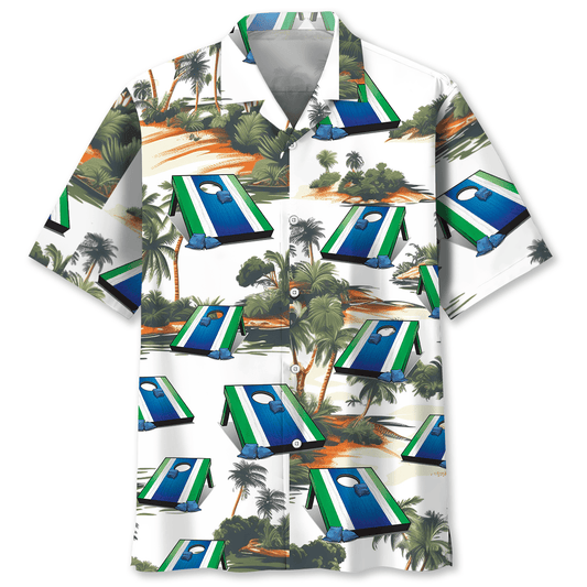 Tropical Game Cornhole Fun Hawaiian Shirt Design Detail For Sunny Adventures And Casual Wear