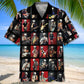 Vintage Classical Guitarist Artistic Hawaiian Shirt Pattern View For Relaxed Warm Weather Outfits