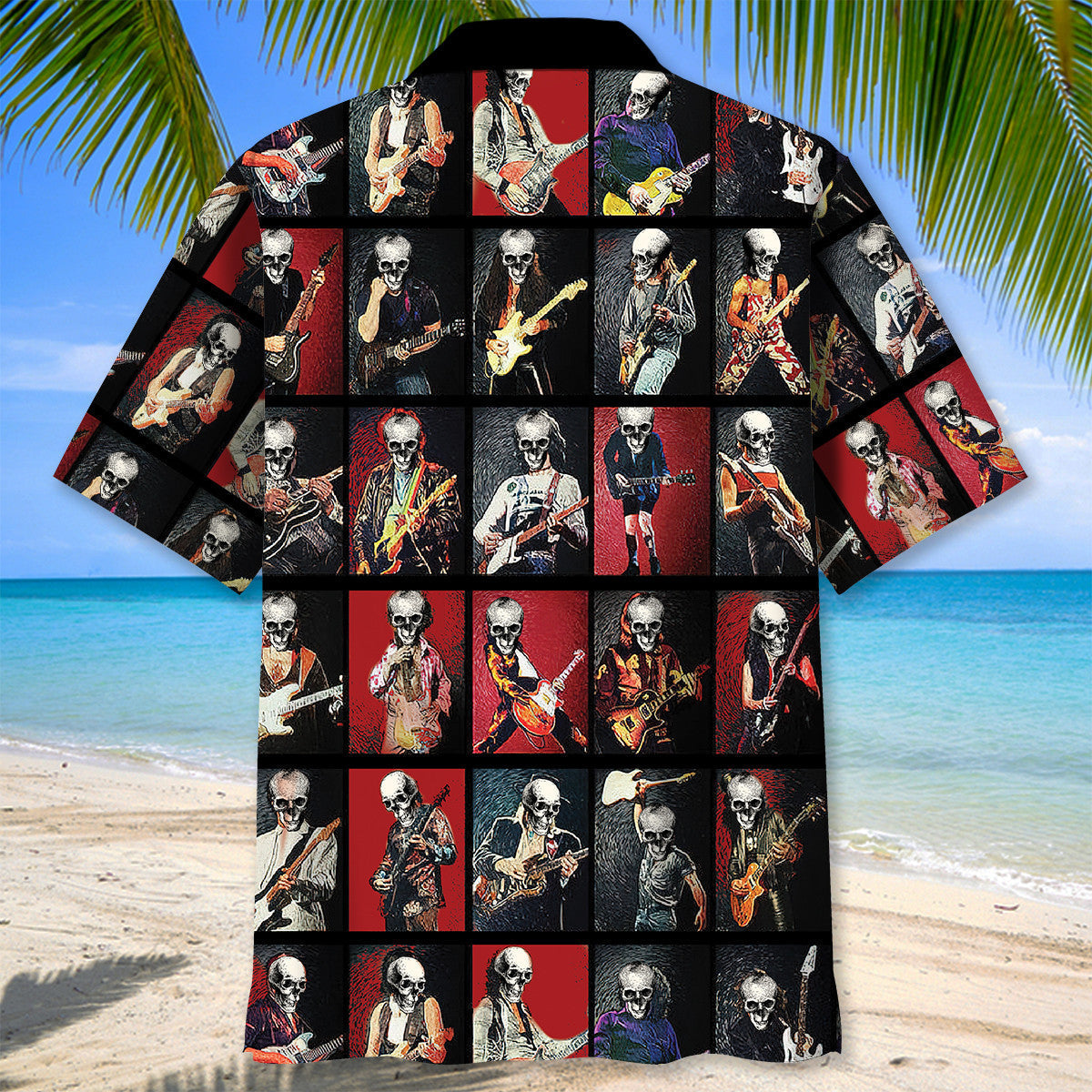 Vintage Classical Guitarist Artistic Hawaiian Shirt Design View For Casual Summer Styling
