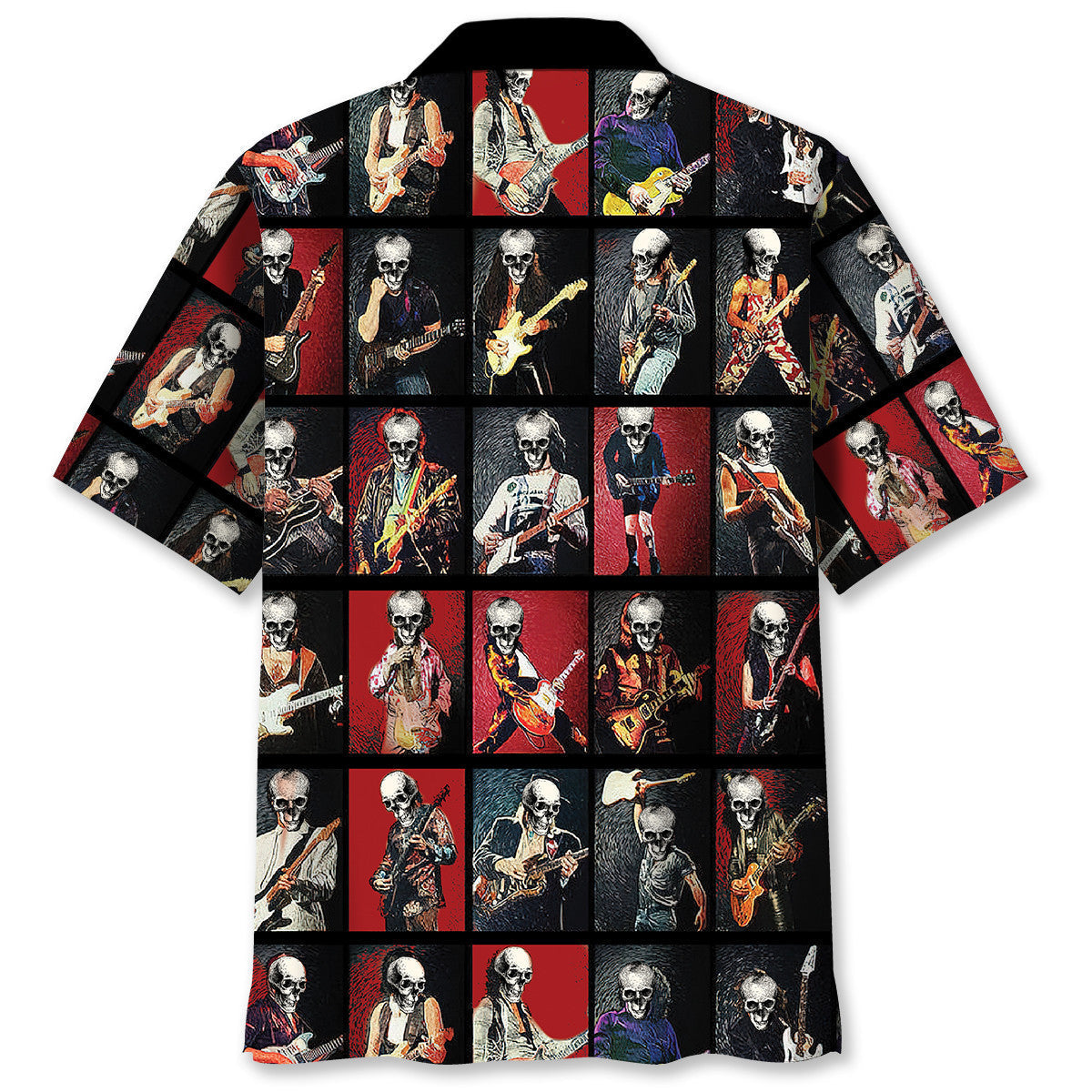 Vintage Classical Guitarist Artistic Hawaiian Shirt Artwork Detail For Resort Trips And Outdoor Activities
