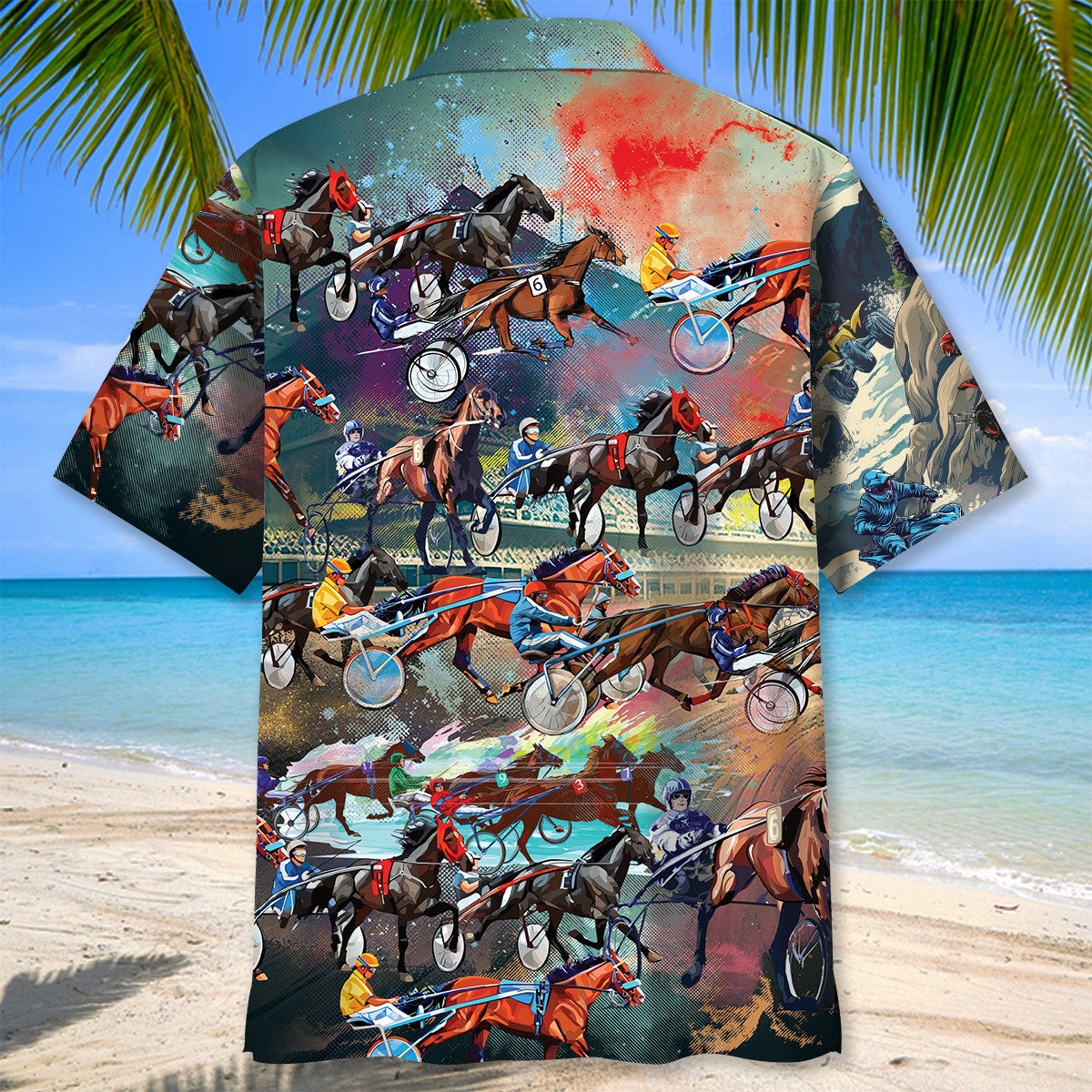 Classic Harness Racing Racecourse Hawaiian Shirt Pattern View For Lightweight Everyday Style