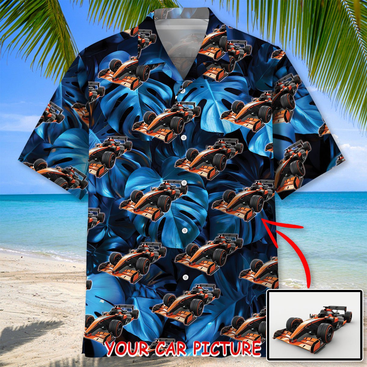 Tropical Car Personalized Collection Hawaiian Shirt Artwork Detail For Tropical Trips And Casual Outings