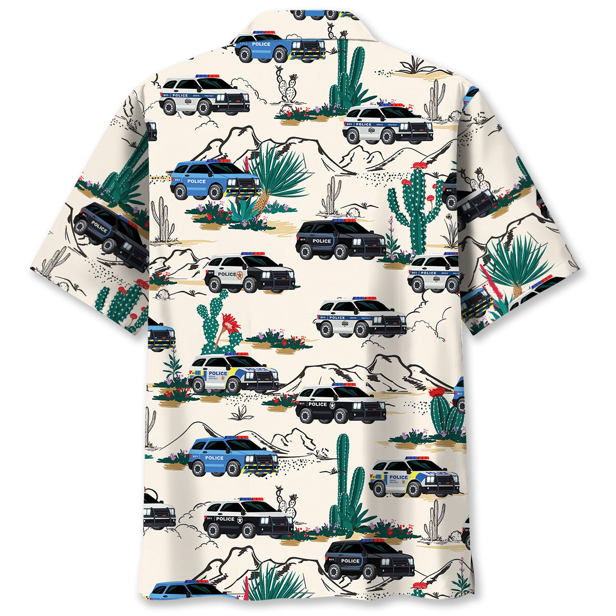 Patriotic Police Car Law Enforcement Hawaiian Shirt For Resort Getaways And Comfortable Summer Activities