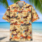 Orange Horse Desert Harness Racing Hawaiian Shirt For Resort Getaways And Comfortable Summer Activities