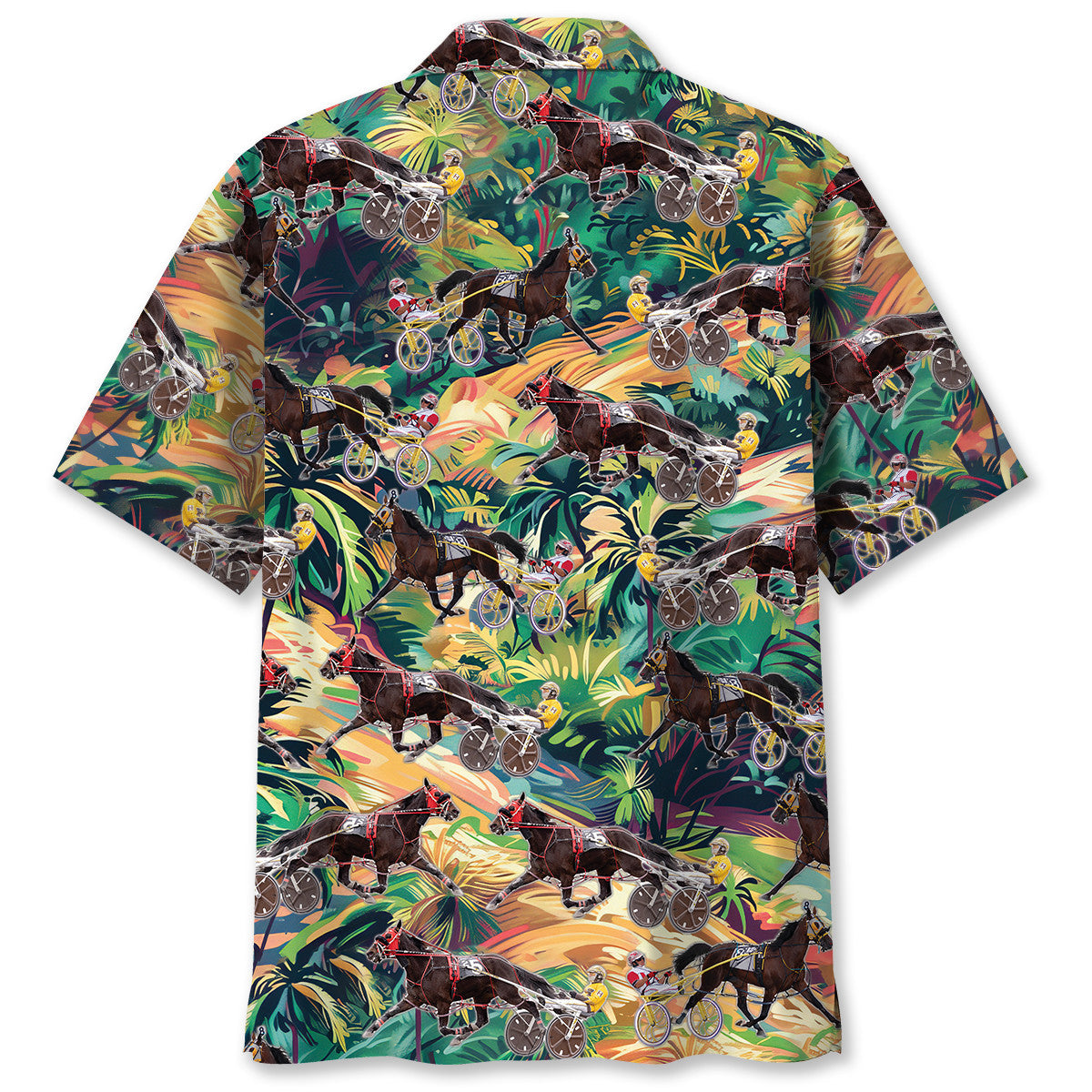 Tropical Horse Road Harness Racing Hawaiian Shirt For Summer Events And Casual Outdoor Wear
