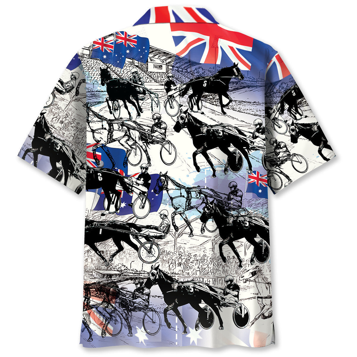 Retro Classic Horse Harness Racing Hawaiian Shirt Design Detail For Sunny Adventures And Casual Wear