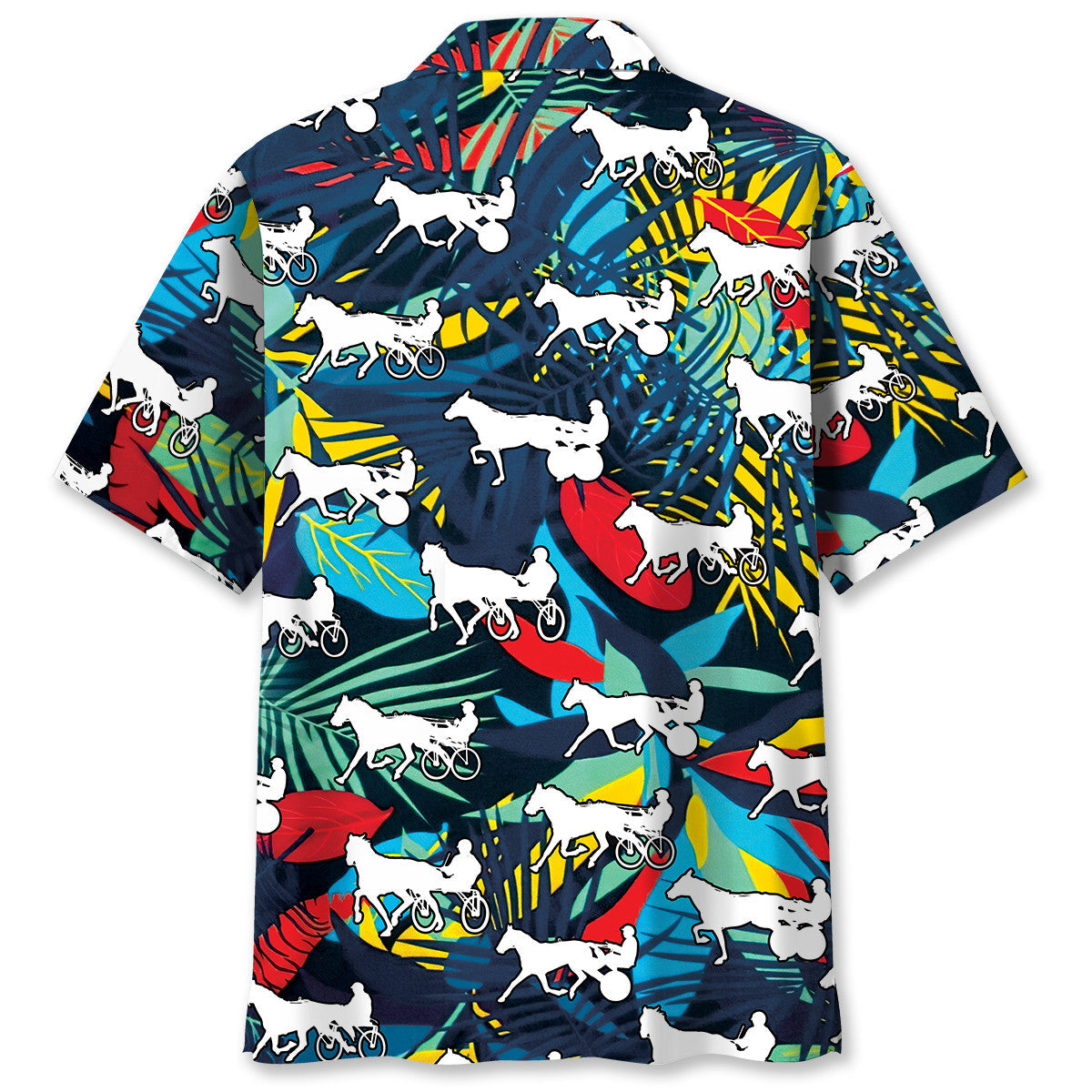 Tropical Horse Harness Racing Hawaiian Shirt For Beach Parties And Weekend Getaways
