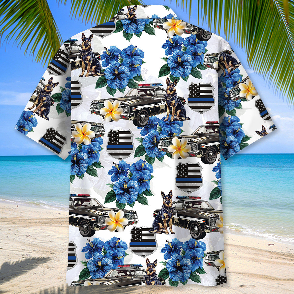 Retro Police Summer Old Car Hawaiian Shirt Design Detail For Sunny Adventures And Casual Wear