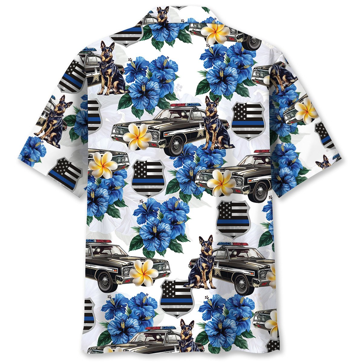 Retro Police Summer Old Car Hawaiian Shirt Artwork View For Weekend Travel And Beach Style
