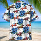 Blue Classic Horse Racing Hawaiian Shirt Design Detail For Sunny Adventures And Casual Wear