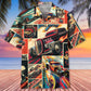 Retro Drag Racing Magazine Hawaiian Shirt Design View For Casual Summer Styling